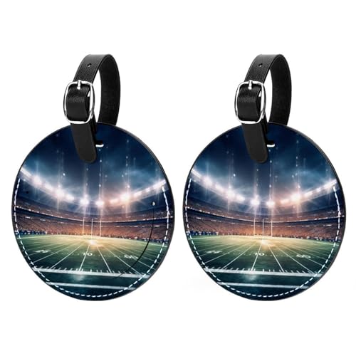 VTGHDEEQ Luggage Tag,Bag Tags for Luggage,Travel Suitcase Tags,American Football Soccer Stadium,2-Pc, 3.8x3.8 in, B9on9vnxatbq, Ix4h4tiqohff