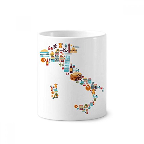 Tasse blanche Italie pour stylos et brosses à dents sur votre bureau