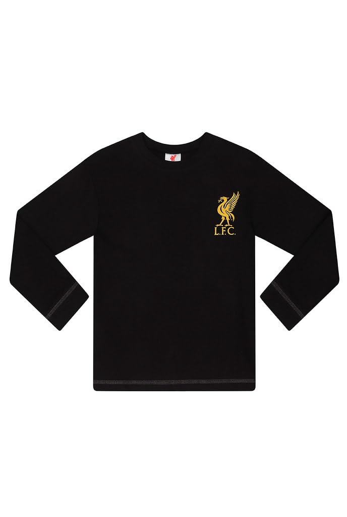 Liverpool Football Club - Conjunto de pijama largo para hombre, color negro y dorado