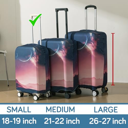 Image of HOKIPO 220gsm Durable and Washable Suitcase Covers for Trolley Suitcase, Small (18-19inch) - Moonlit Horizon (AR-6343-D10)