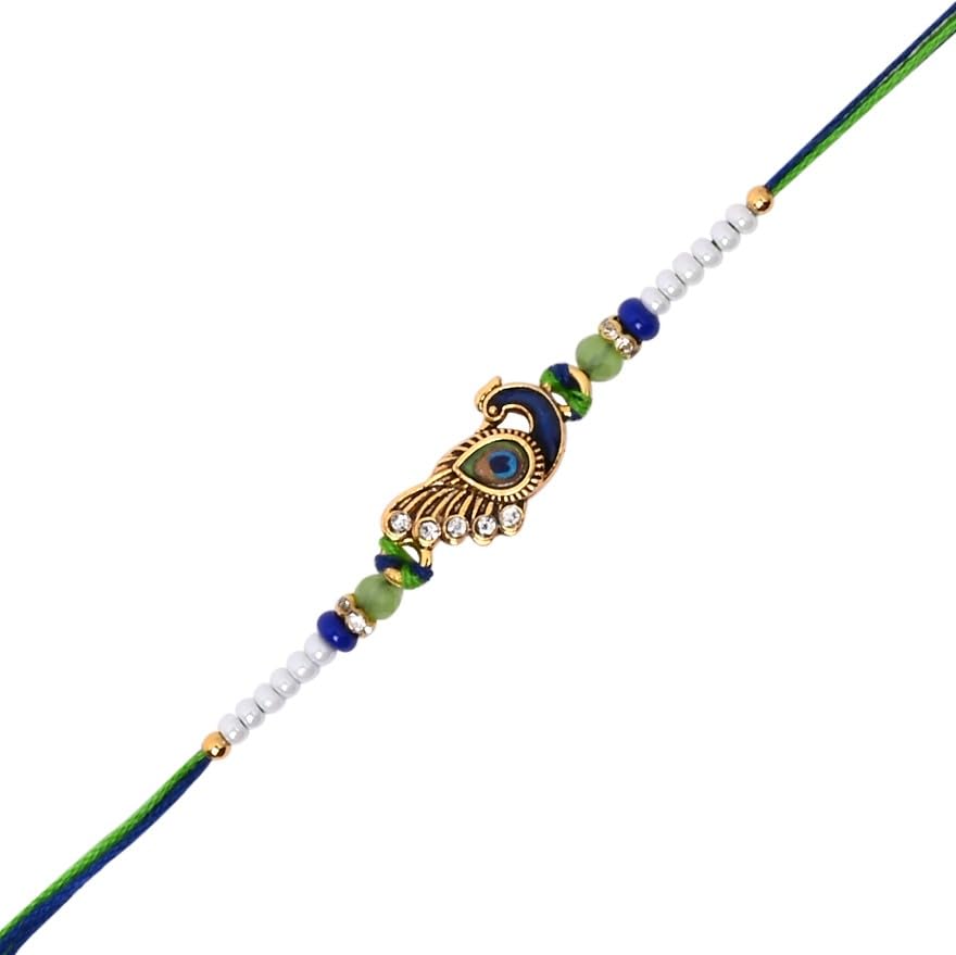 Image of I Jewels Design Rakhi With Roli Chawal & Rakshabandhan Card For Bro /Brother /Bhai