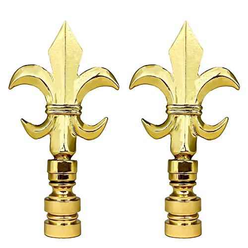 Image of Royal Designs, Inc. Fleur De Lis Finial for Lamp Shade, Polished Brass - Pack of 2