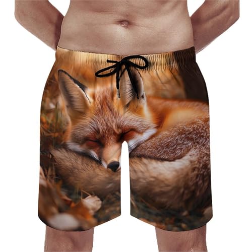 Forests Fox Men's Swim Trunks Quick Dry Board Shorts Hawaiian Beach Shorts With Pocket