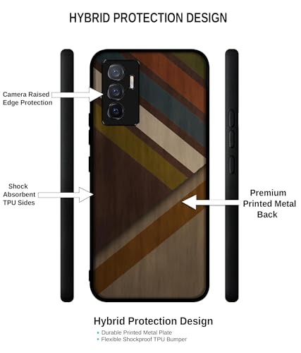 Image of Colorful Wooden Pattern Design Premium 2D Printed Metal Back Case Cover for Vivo V23E 5G / Y75 4G