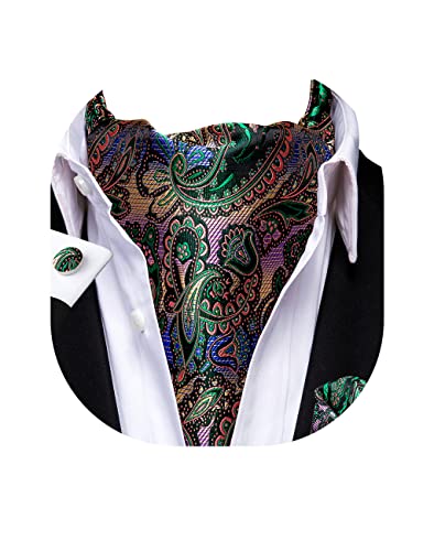 Image of Dubulle Paisley Floral Ascot for Men Self Tie Mens Cravat and Pocket Square Cufflinks Wedding