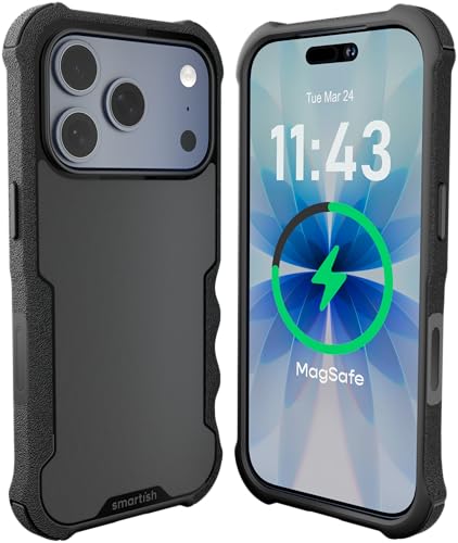 Image of Smartish iPhone 17 Pro MagSafe Case - Gripzilla Protective Magnetic Case for Men [Rugged + Tough] Military Grade Heavy Duty Grip Armor - Drop Tested for iPhone 17 Pro - Black Tie Affair