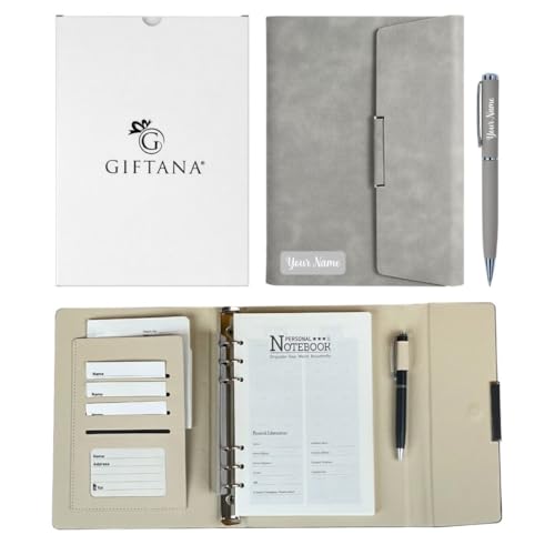 Image of Giftana Personalized Planner Diary with Pen Gift Set for Men and Women, 2 in 1 Customized Diwali Gifts for for Employee, Personalised Corporate Joining Kit- Grey