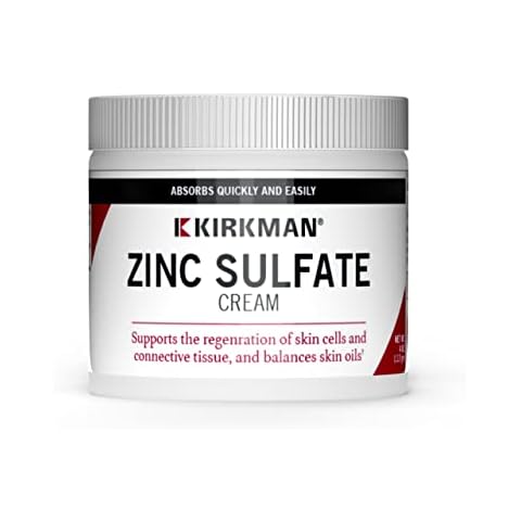 Kirkman - Zinc Sulfate Topical Cream - 4 fl oz - Fast Absorption - 10% Zinc Sulfate - Hypoallergenic Cover