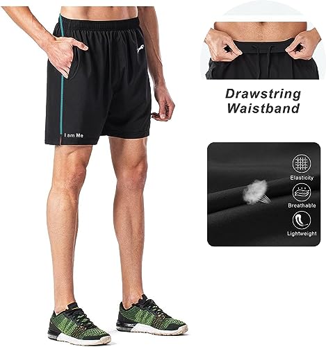 Image of JUST RIDER Men's Workout Running Shorts Quick Dry Lightweight Gym Shorts with 2 Zip Pockets & Loop