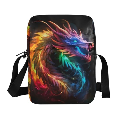 Crossbody Bag Color Flame Dragon Messenger Bag for Women Men Purse Shoulder Bag Satchel Bag with Adjustable Strap 202a0253
