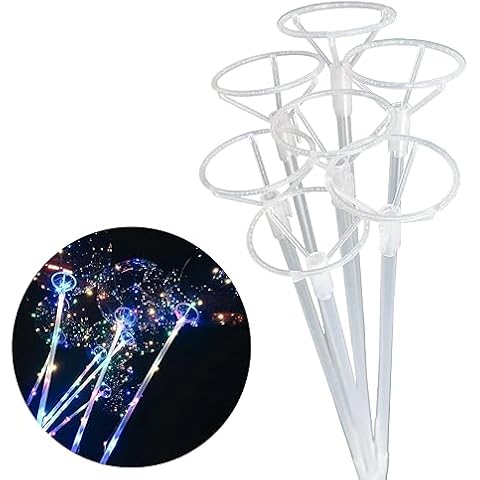 Jiesky 30 Set 27inch Big Clear Balloons Holder Sticks With Cups, Long Reusable Bobo Balloon Holder Sticks For 10in To 30in Various Balloons Birthday Festivals Wedding Party Cover