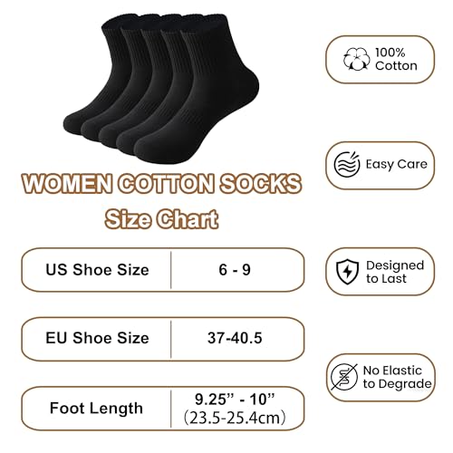 Image of Womens Cotton Anti-Pilling Quarter Crew Socks | Moisture-wicking, Odor-control, Lightweight, Office /gym, 7-pair, US 6-10