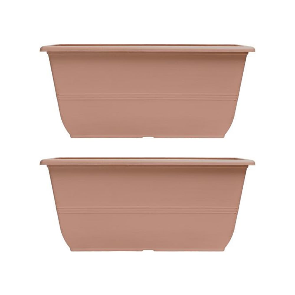 shopior Peach Terracotta Plastic Window Box Planters – Decorative Outdoor & Indoor Plant Pots with Drainage Holes – Weatherproof Flower Pots for Patio, Balcony & Garden (Window Box - 51cm, Pack of 2)
