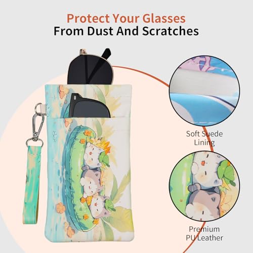 Image of Double Eyeglass Case Soft Dual Glasses Case for Women Men Travel Squeeze Top Sunglasses Cases Eyeglasses Pouch