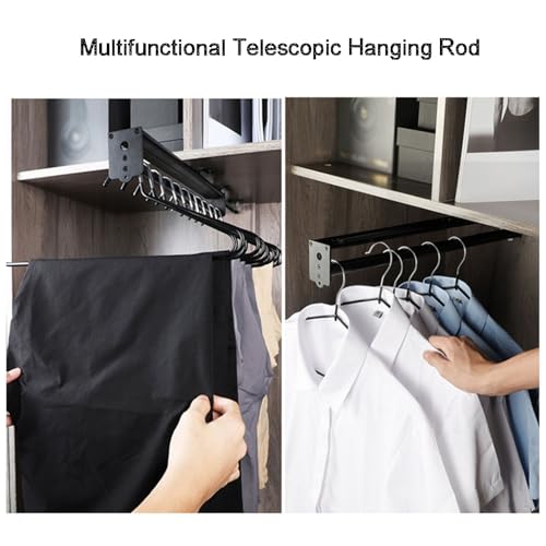 Porte-pantalons rétractable 50 cm coulissant pour dressing - 5