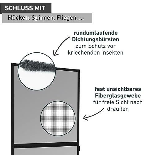 Windhager Insektenschutz Tür, 100 x 210 cm, anthrazit, Spannrahmen-Tür Expert Fliegengitter Alurahmen für Türen, 04532