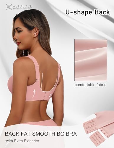 Image of Avidlove Bras for Women Seamless Bra Full Coverage T Shirt Bralettes V Neck Wireless Bra Comfortable Brassiere