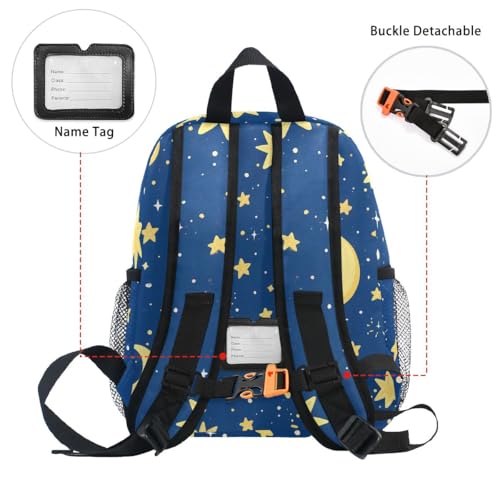 Whimsical Stars Navy Toddler Girls Boys Backpack Kids School Bookbag with Name Tag4
