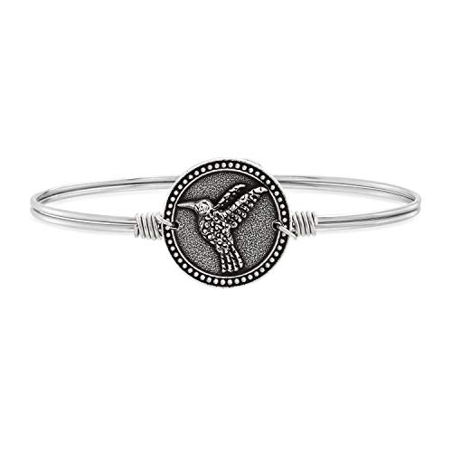 Luca + Danni | Hummingbird Bangle Bracelet For Women - Silver Tone Regular Size Made in USA