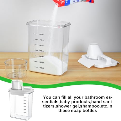 JJWUYUE 1800ml Luftdichter Waschmittelspender mit Messbecher, Waschmittel Waschpulver Aufbewahrungsbox,Waschpulverspender, Waschmittelbox Vorratsbehälter für Waschmittel Futterbehälter 5