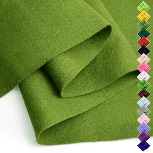 Image of Soft Felt Fabric Sheet 18 inch x 36 inch, 1.6mm Acrylic Craft Felt, Moss Green