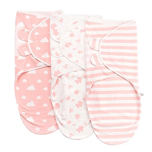 FUNUPUP Baby Swaddle Blanket 3-6 Months 100% Cotton Baby Swaddle Wrap for Newborn, 3 Pack Adjustable Baby Swaddle Suit for Boys Girls,Pink