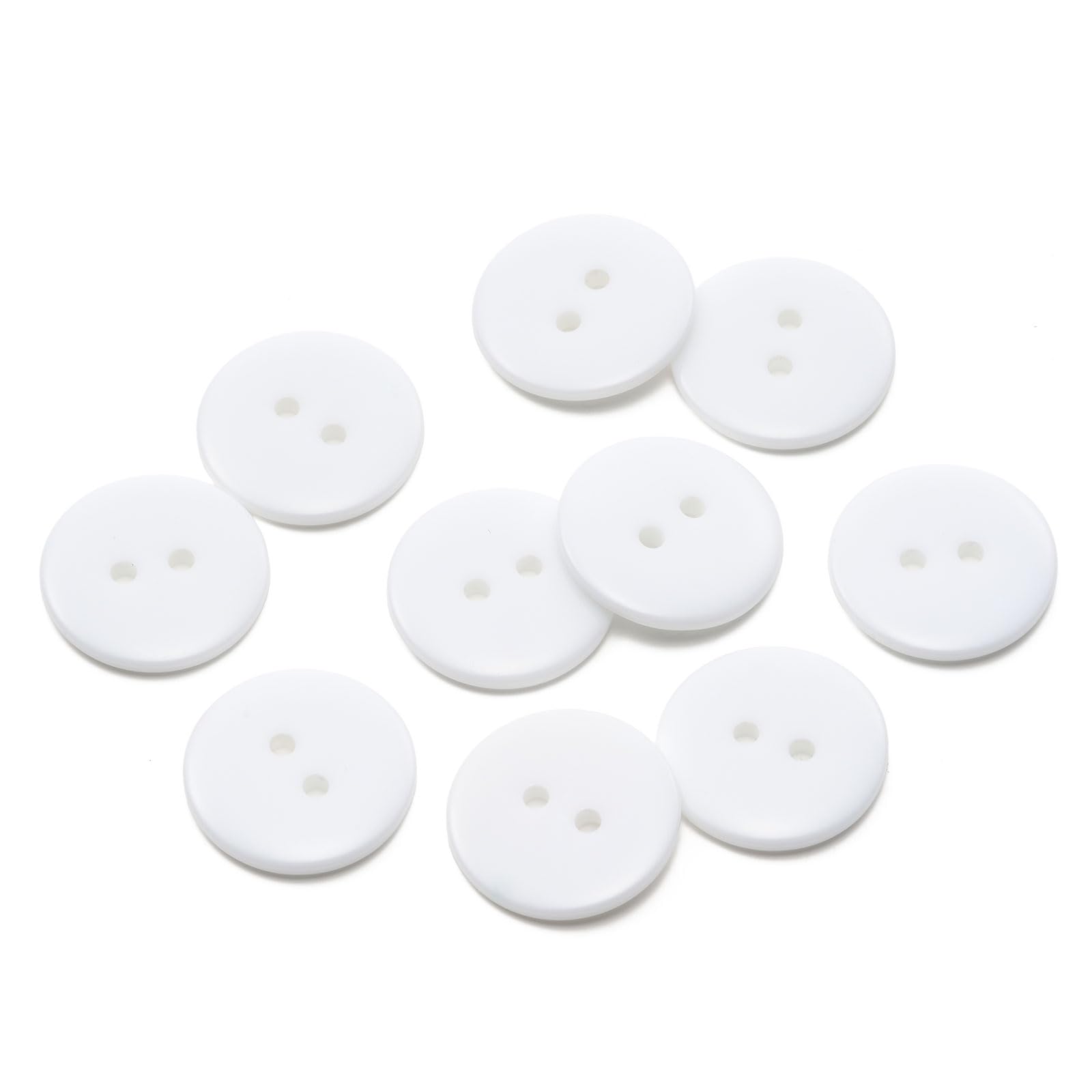 ZOUIQSS 10pcs 20mm Resin Sewing Button,2 Holes Round Craft Decorative Buttons for Coat,Clothes Holiday Decoration DIY Accessories(White 3/4inch)