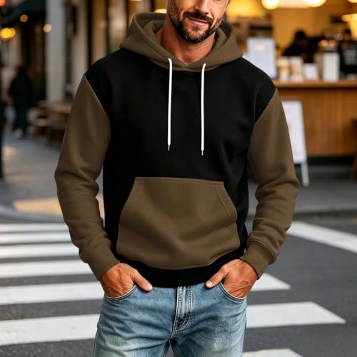Mens Hoodies Pullover Oversized Color Block Workout Hooded Sweatshirt - image 9