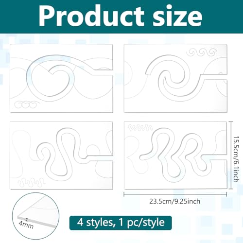 ORIGACH 4 Pcs Free Motion Quilting Templates with Non-Slip Grips Acrylic Quilting Rulers for Machine Reusable Stencils for Easy Using Quilt Designs by ORIGACH - Image 2