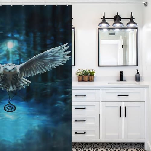 Rideau de douche hibou 152x183cm imperméable avec crochets - 5