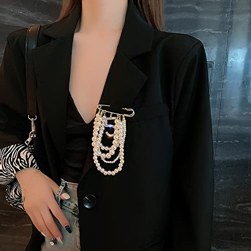 Image of Fashion Jewelry Large Faux Imitation Pearl Dangle Lucky Number Five Brooch Pin for Women