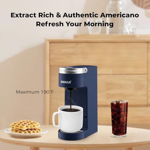 Image of CHULUX Slim Single Serve Coffee Maker for K Cup, One Cup Design, Matte Navy