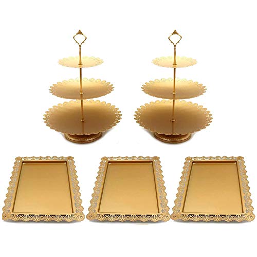 One-Day Sale: Up to 40% Off Set of 6 PCS Iron Cake Stand and Pastry Trays Cupcake Holder Fruits Dessert Display Plate Table Decoration for Baby Shower Wedding Birthday Party Celebration, Gold