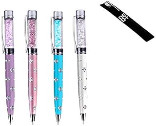 Quality Ballpoint Pen with Crystals. FREE REFILL - UK SELLER (WHITE)