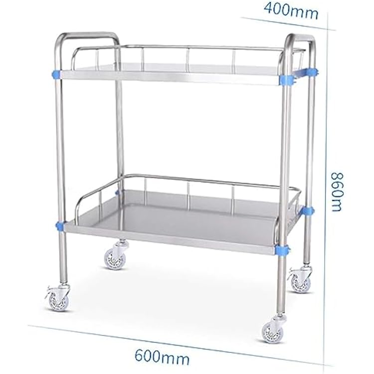 Stainless Steel Medical Trolley, 2/3-layer Laboratory Medical Equipment Trolley Mobile Emergency Vehicle Dressing Trolley Detachable Service Trolley