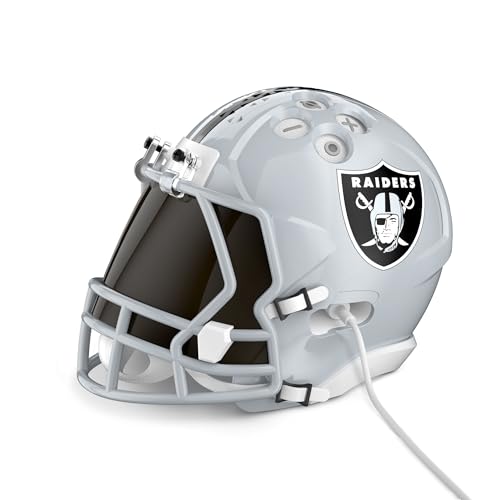 Image of NFL Echo Dot Bundle: Includes Echo Dot | Glacier White and Limited-Edition NFL Helmet Stand | Las Vegas Raiders