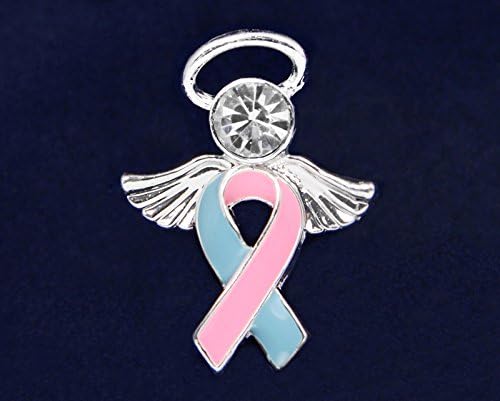 Miniatura 2 de Fundraising For A Cause Pink & Blue Ribbon Angel Pins Pink & Blue Ribbon Pins for Birth Defects Awareness, SIDS Awareness, Male Breast Cancer,