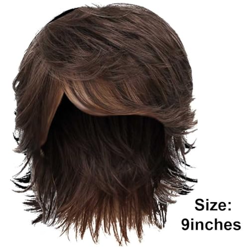 Perruque courte brune synthétique résistante à la chaleur pour femme - 7