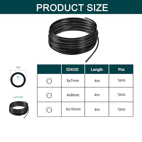 Nasxkji 4m Silikonschlauch Schwarz – ID 4 mm, OD 8 mm, Unterdruck- und Schutzschlauch für Industrie, Kfz und Motoren – Hochtemperaturbeständig & Flexibel
