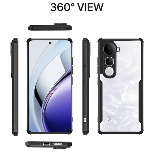 Image of Pikkme Back Cover for Vivo Y400 Pro 5G | Ultra Hyrbid | Full Camera Protection | Raised Edge | Crystal Clear Transparent Bumper Case (Black)
