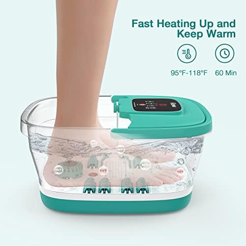 HOSPAN Collapsible Foot Spa with Heat, Bubble, Red Light, and Temperature Control, Foot Bath Massager with 8 Shiatsu Massage Rollers, Pedicure Foot Spa for Relaxation - FS01A