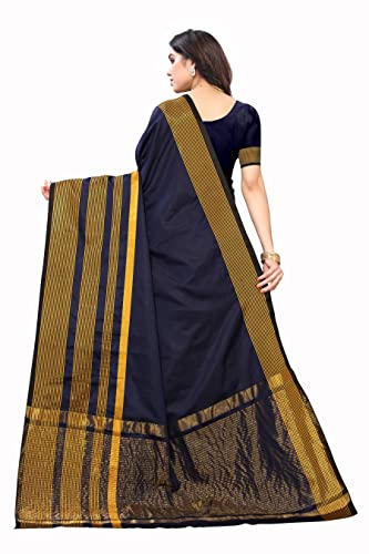 Image of VJ Fashion Women Cotton Silk Saree With Blouse Piece freesize