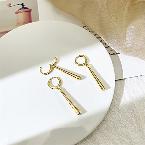 Onlyjump 5 Pcs 14K Gold Plated Long Bar Hoop Earrings Simple Minimalist Bar Hoop Earrings Geometric Line Earrings For Women Girl Dainty Jewelry (Gold And Silver) #TOP3