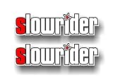 2 SLOWRIDER Vinyl Graphics Dropped Ride Decals Low Rider Lowering Spring Kit Stickers