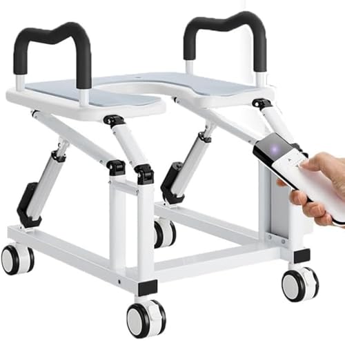 Elektryczna pomoc toaletowa i automatyczne podwyższenie siedziska z pilotem zdalnego sterowania, ergonomiczne podnoszenie, antypoślizgowe podłokietniki, koła hamulcowe 360°, funkcje bezpieczeństwa dla