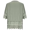 FOCLMP Women Cotton Linen Embroidered Tops Loose Fit Tunic 3/4 Sleeve Summer Blouse Shirts Boho Peasant Trendy Clothes 2024 Womens Tops Summer Navy L #5
