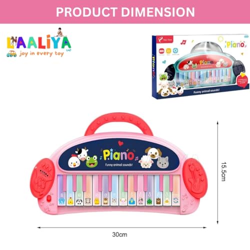 Image of Kids Animal Sound Piano Keyboard - Baby Musical Toy with Lights, Music & Fun Keys | Portable Learning Piano for Toddlers Age 1-5 | Mini Educational Music Instrument for Early Development