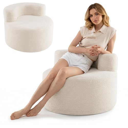 RELAX4LIFE Gepolsterter Sitzsack-Sessel, rundes Einzelsofa mit Schaumstofffüllung, Rutschfester...