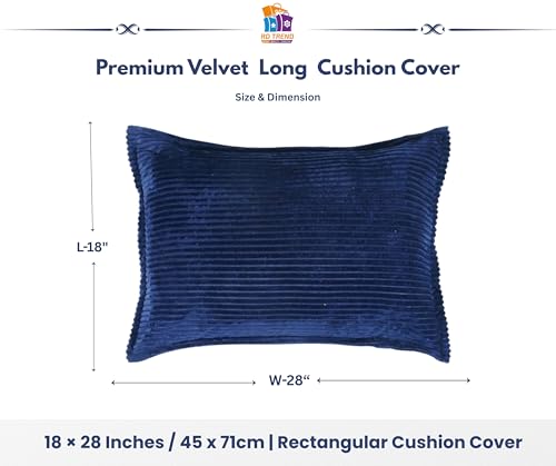 Image of RD TREND Corduroy Cushion Cover Set of 2, Striped Double Sided Decorative Throw Pillowcases for Sofa, Bed & Living Room Rectangular Long Cushion Covers 18x28 inches | Navy Blue