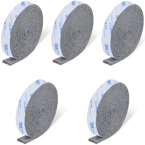 SIOPPKIK Filzgleiter Selbstklebend, 5 Rollen Selbstklebendes Filz für Möbel (100cm * 2cm) Schneiden Sie Jede Form, Stark Klebendes Gleitmatten Band, für Stühle, Bodenschutz, Grau